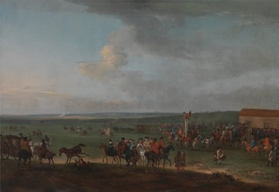 De ronde baan in Newmarket, Cambridgeshire, voorbereiding voor de koningsplaat door Peter Tillemans